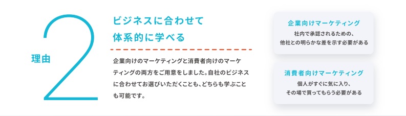 ビジネスに合わせ体系的に学べる